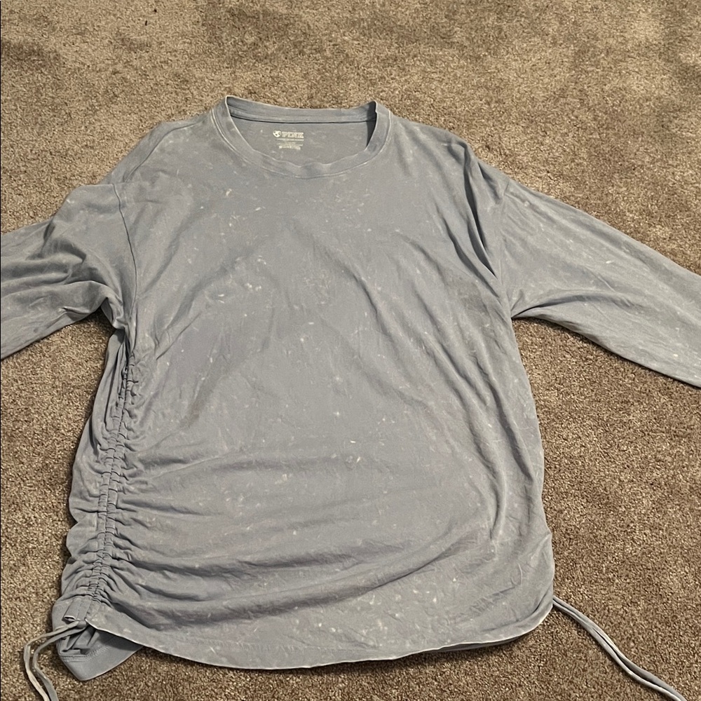 Pink Blue Long Sleeve Ruched Top